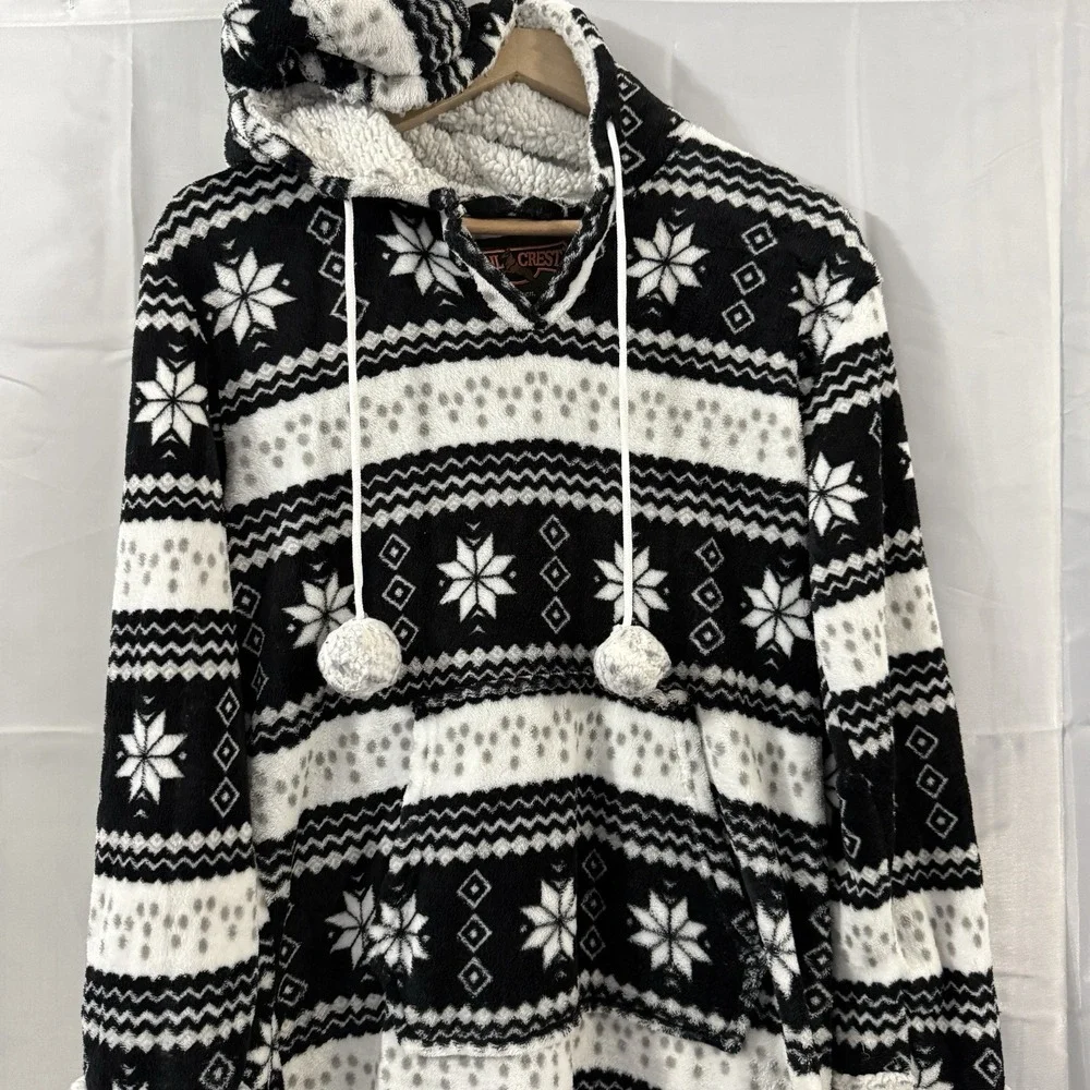 Trail Crest Outdoorsmen‎ Womens S/M Fleece Robe Nightgown Fair Isle Hooded Warm